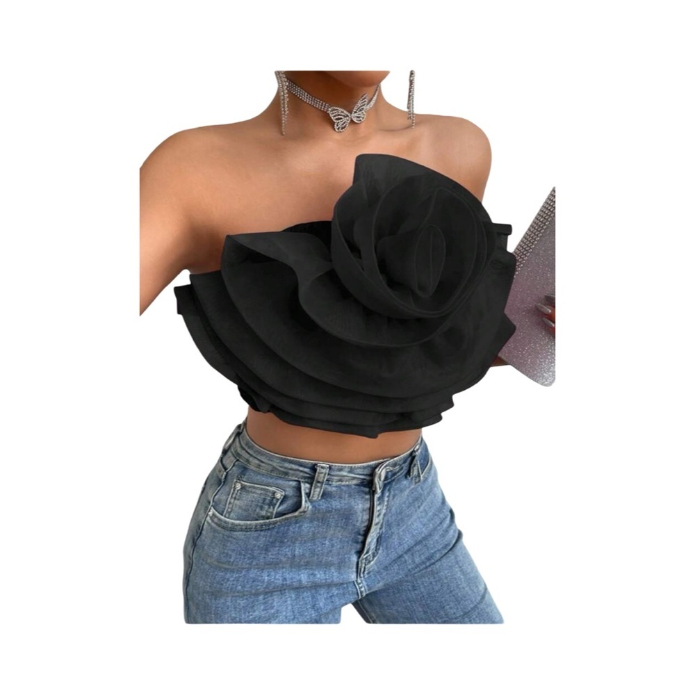 Goth Black Rose Top Medium - Picture 8 of 8
